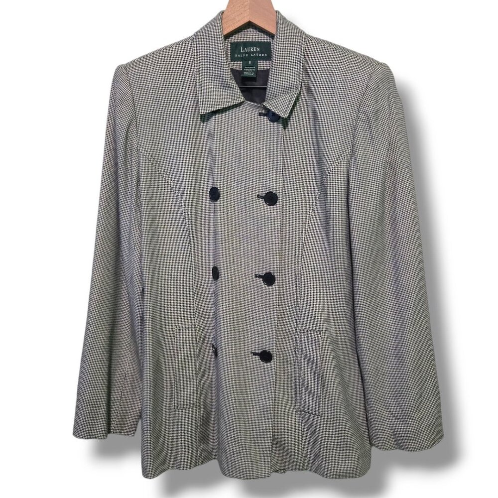Lauren Ralph Lauren blazer womens houndstooth double-breasted size 8